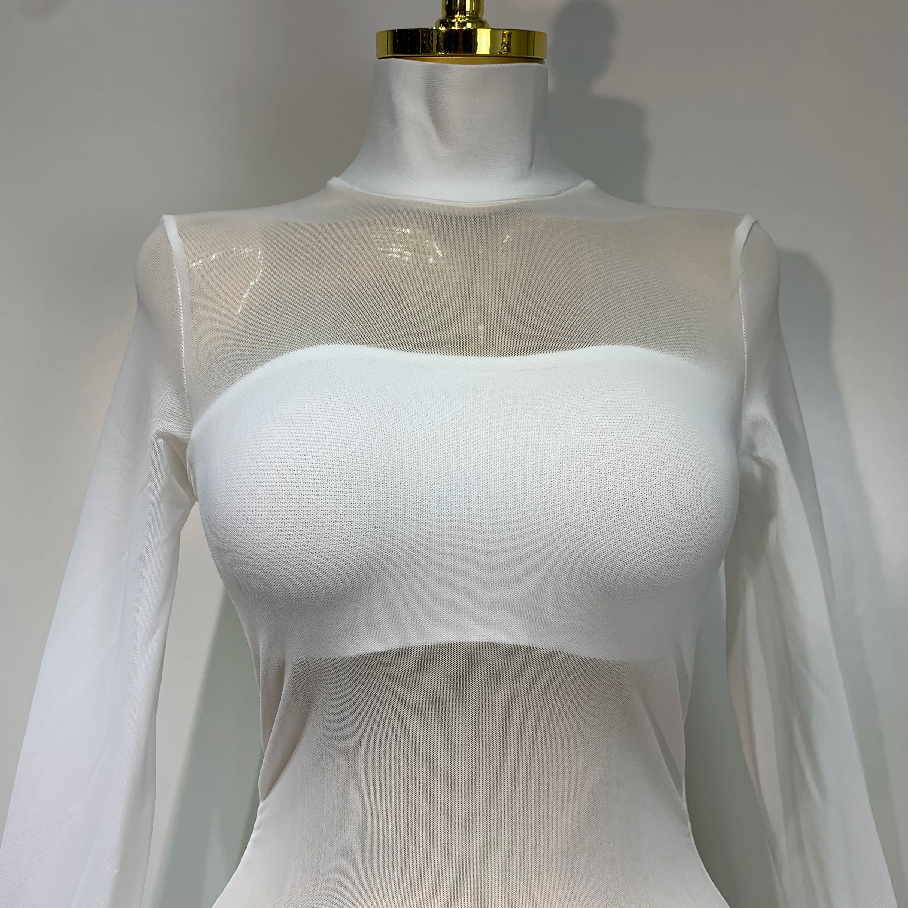 Women Sexy Mesh See through Stereoscopic Flowers White Red Mini Bandage Dress Birthday Evening Party Club Singer Perform Costume