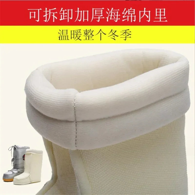 Winter Snow Boots Fashion space boots Thick Faux Fur fluffy Lace-Up Warm Waterproof Rubber Plush style lunar shoes Girls Booties