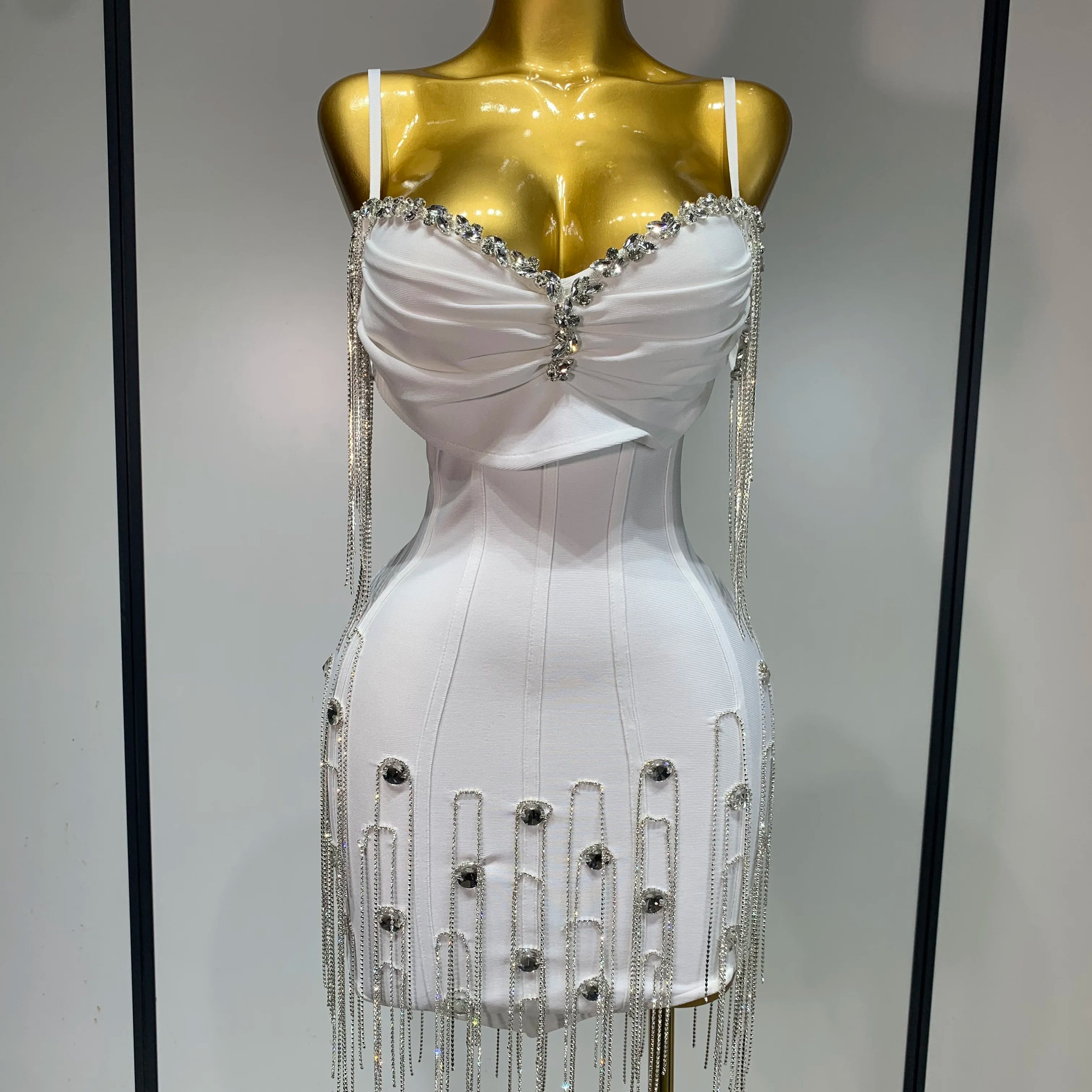 Women Sexy Backless Spaghetti Strap Bodycon Sleeveless Bandage Dress 2025 Elegant Prom Gown Club Evening Party Birthday Dresses