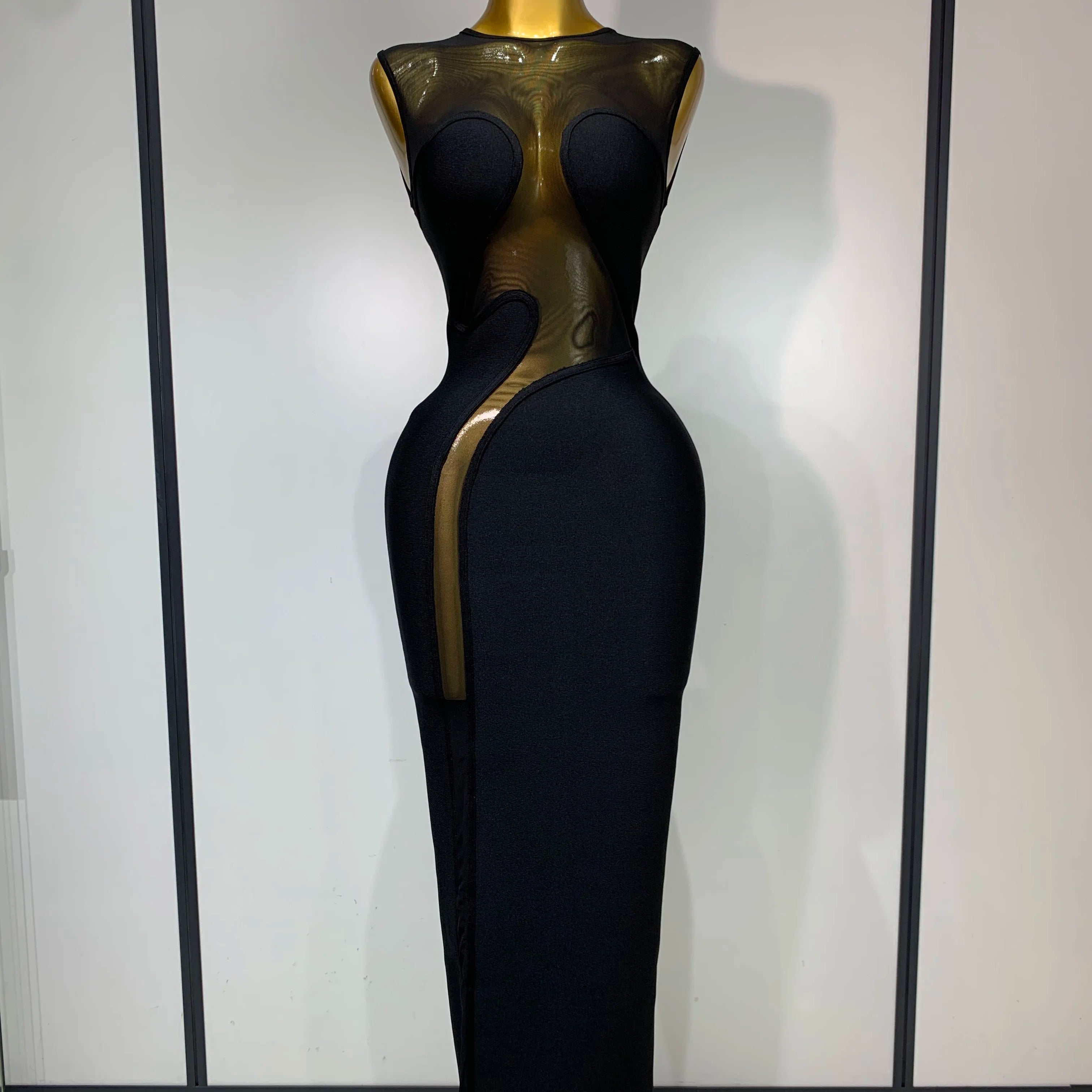 High Quality Sexy O Neck Mesh Bodycon Bandage Dress Evening Party Gown 2025 Celebrity Elegant Luxury Birthday Club Dresses