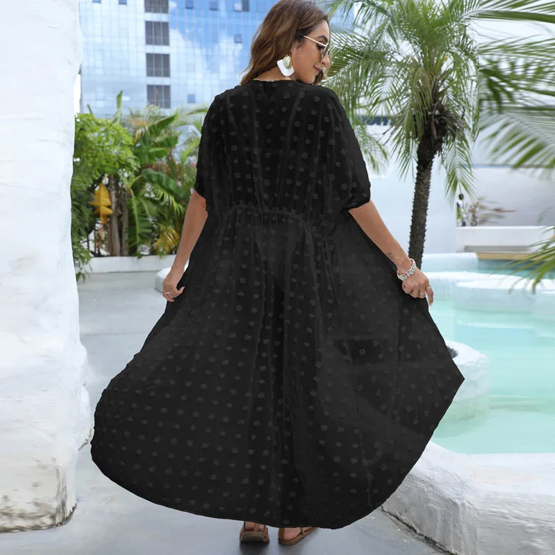 White Beach Dress Woman Black Cover Up for Swimsuit Beach Cover Woman Luxury Fashion Long Maxi Dress Outing Robe Beachwear