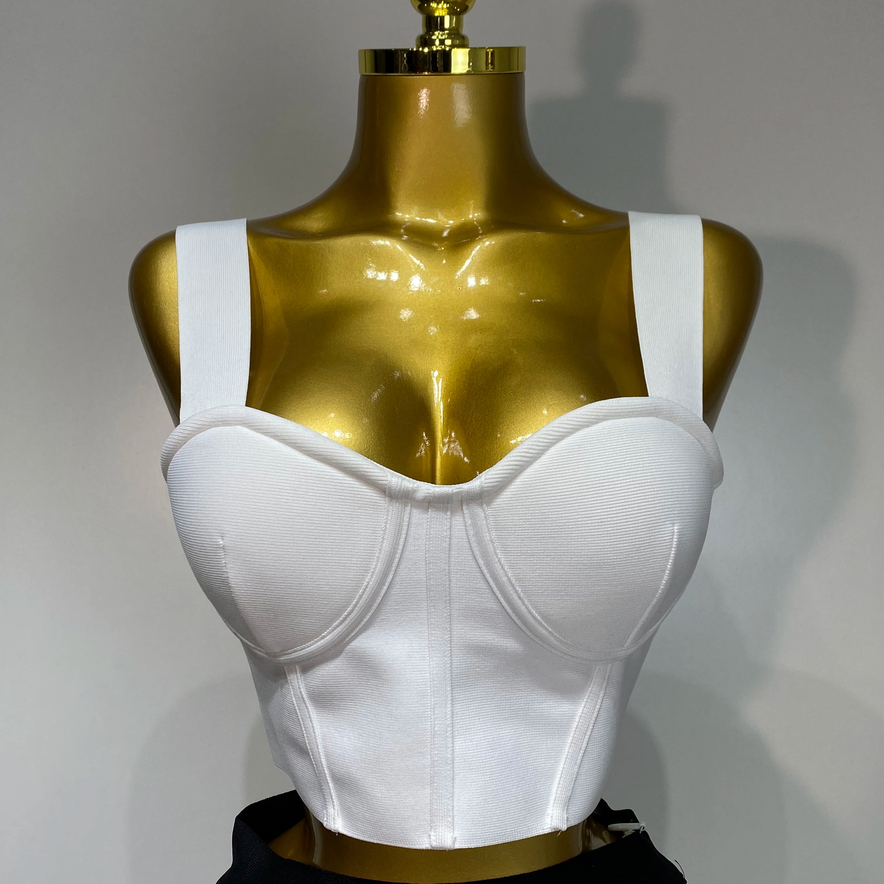 Women Button Patchwork White Black Bodycon Bandage Two Piece Set 2025 New Arrival Designer High Waist Party Club Skirt Set