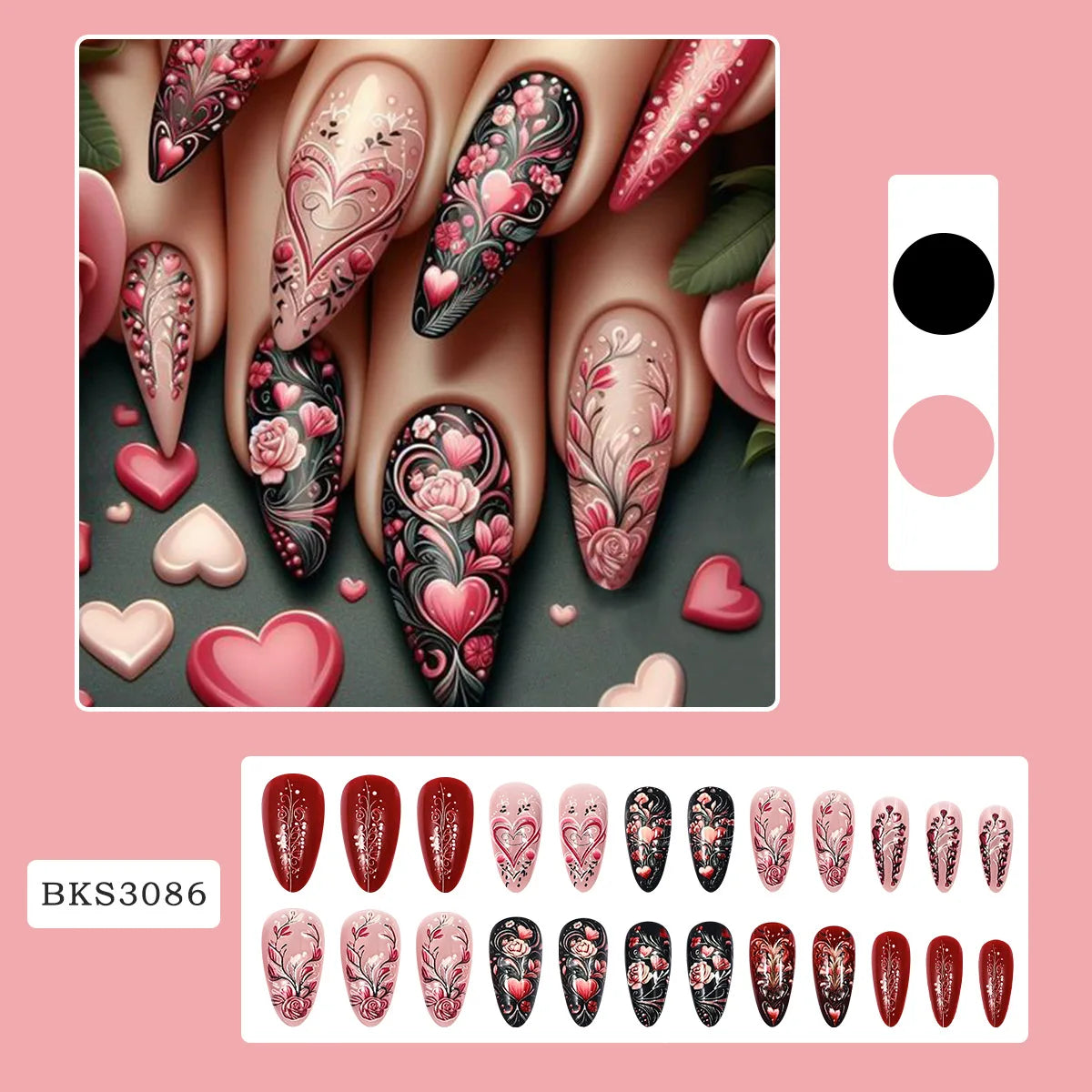 24pcs Mandala style False Nails Moon Flower Pattern Press on Nails European Retro Fake Nail Patch Women Lady Wearable Design