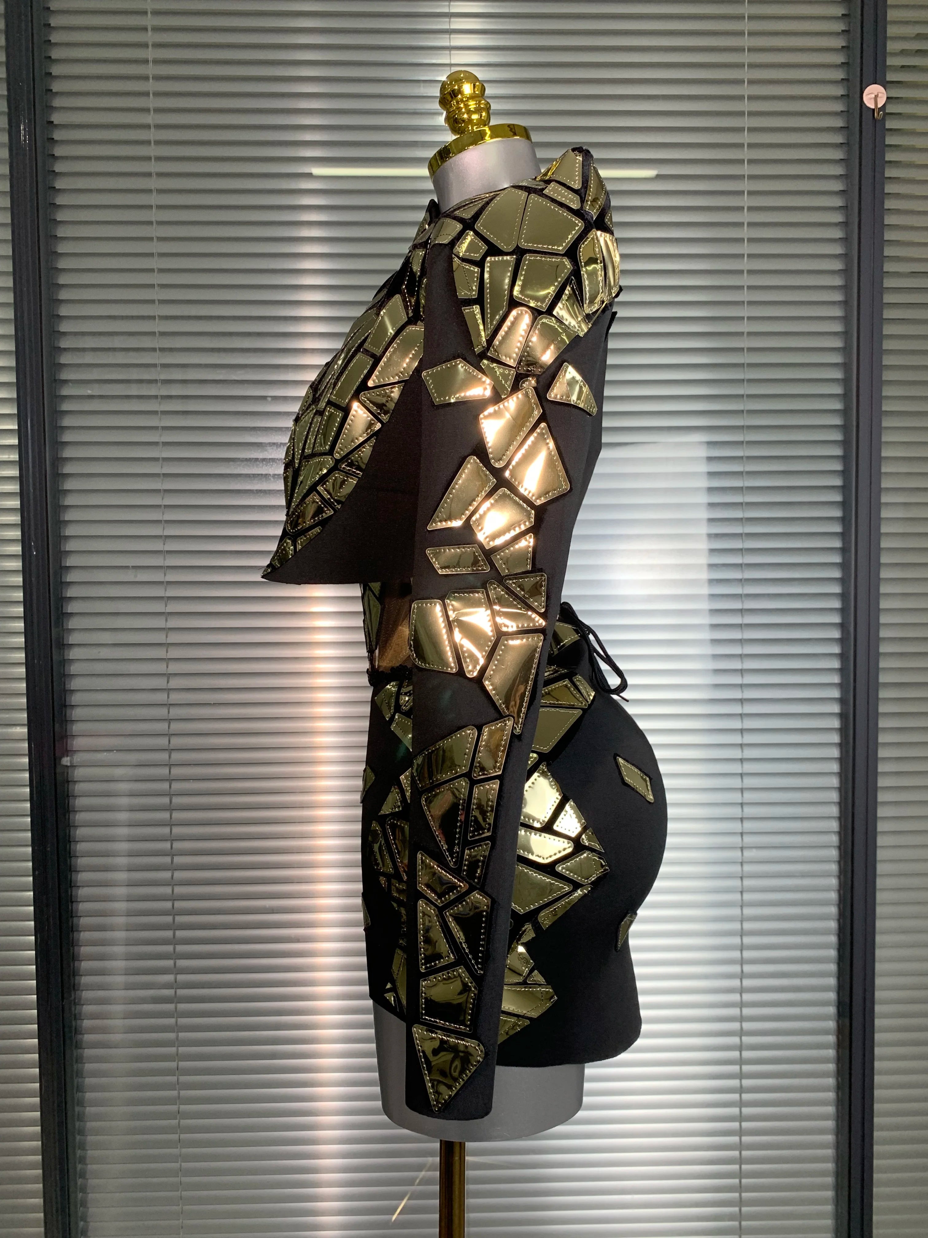 Women Sexy Two Pieces Set Women Sparkly Night Club Skirt Suits Coat Singer Dancer Stretchy Stage Performance Costume