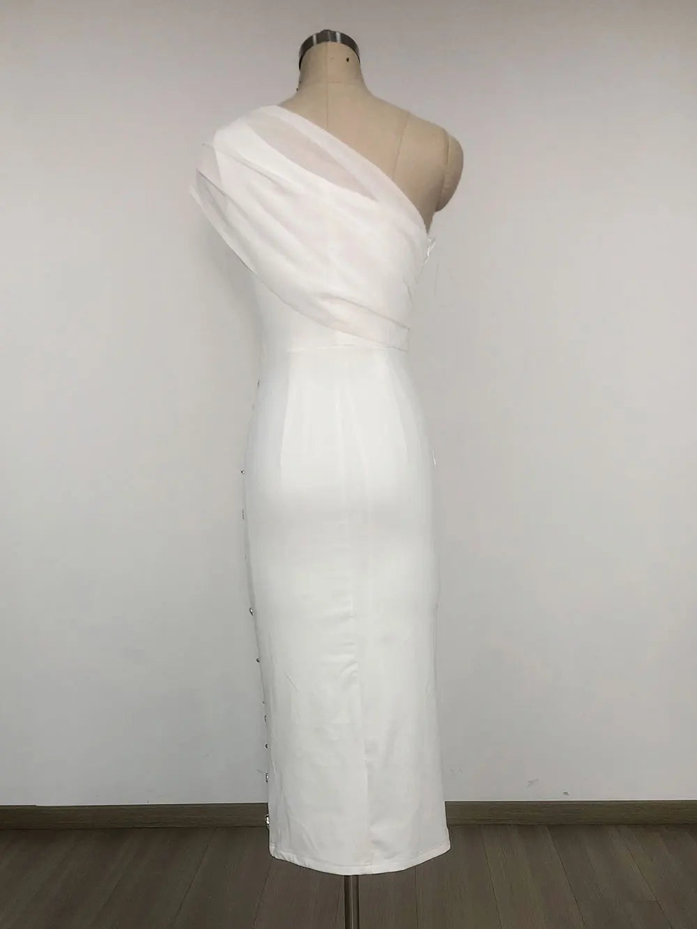 2025 Sexy Women Light Luxury Nail Bead Dress with Slant Neck and Sleeveless Bodycon Flute Patchwork Dress Evening Party Vestidos