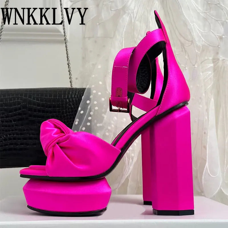Spring Summer New Platform Sandals Sexy Women's Super High Heel Sandalias Ankle Strap Pumps Thick Soled Party Dance Shoes 2023