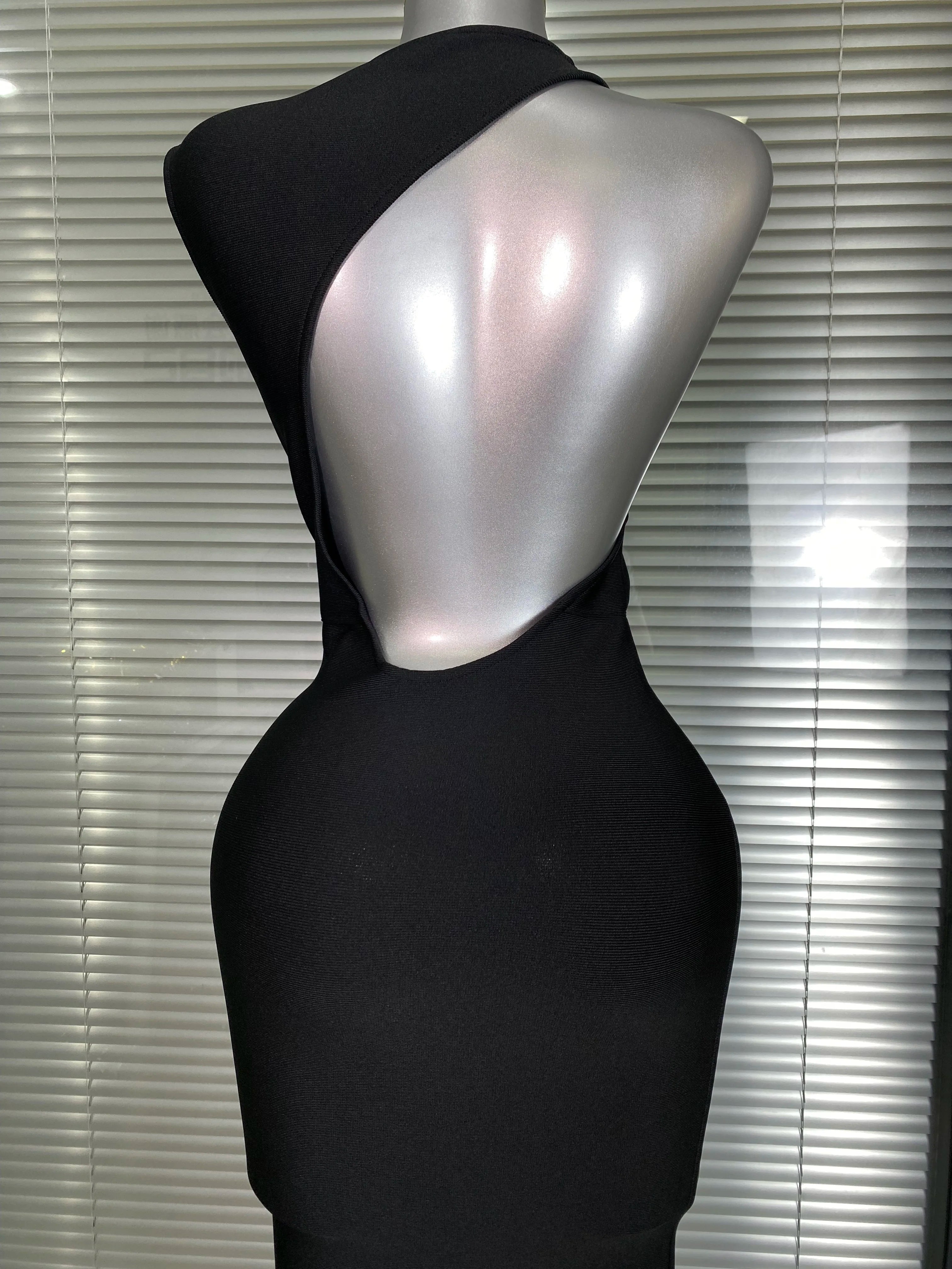 Vestido New INS Sexy Women Black Backless Bandage Dress Celebrity Knitted Bodycon Party Maxi Dress