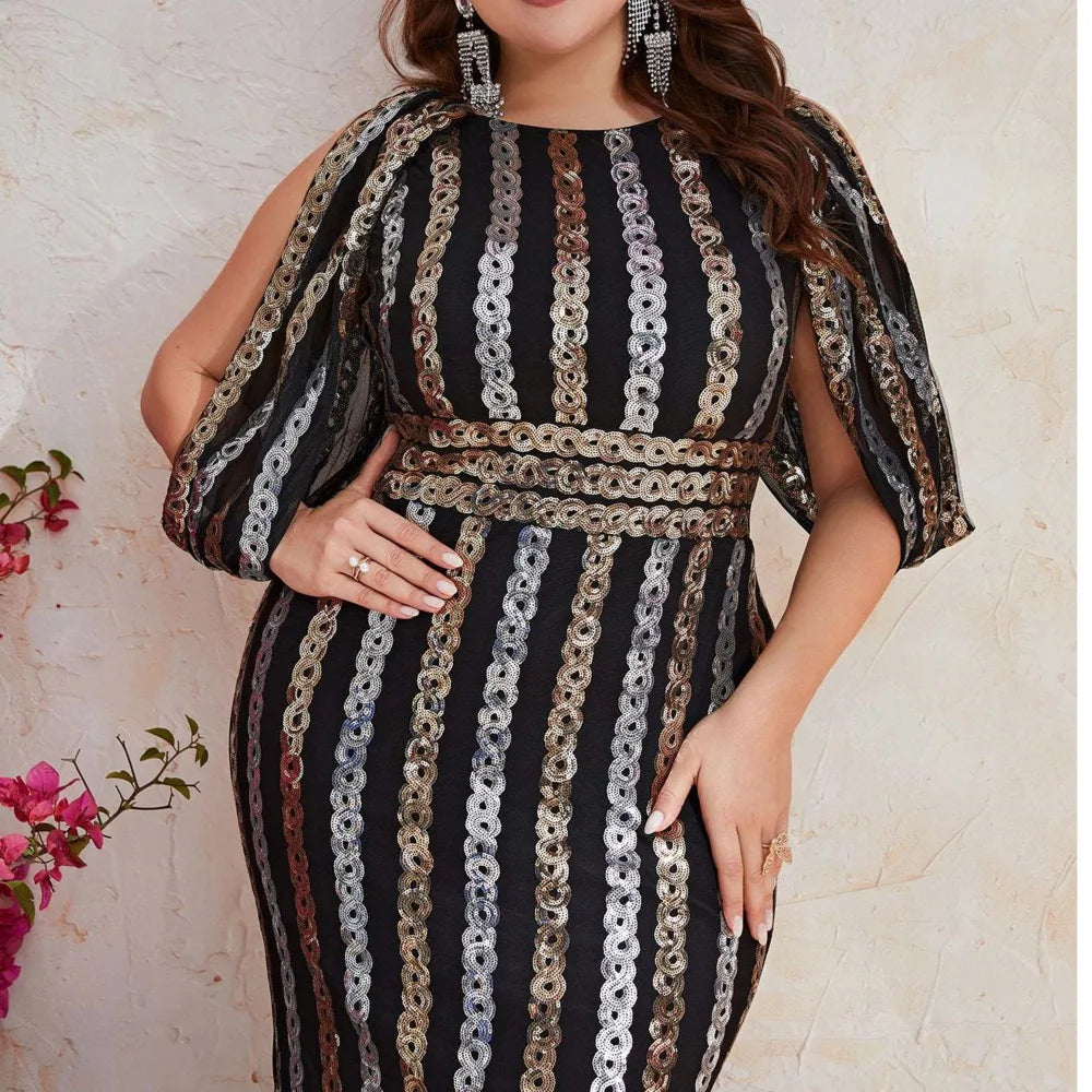 Woman Clothing Fashion Evening Dresses Female Sequin Draped Sleeve Birthday Wedding Party Dresses Women Long Elegant Dress