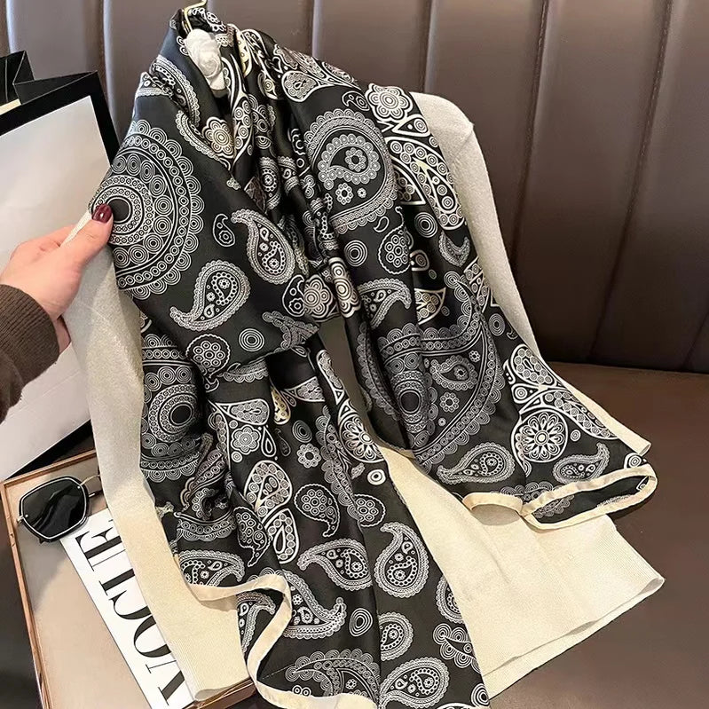 180*90cm Luxury Brand Spring Summer Autumn Women Clothing New Fashion Color matching printed silk scarf lady popular turba 27 180cmx90cm