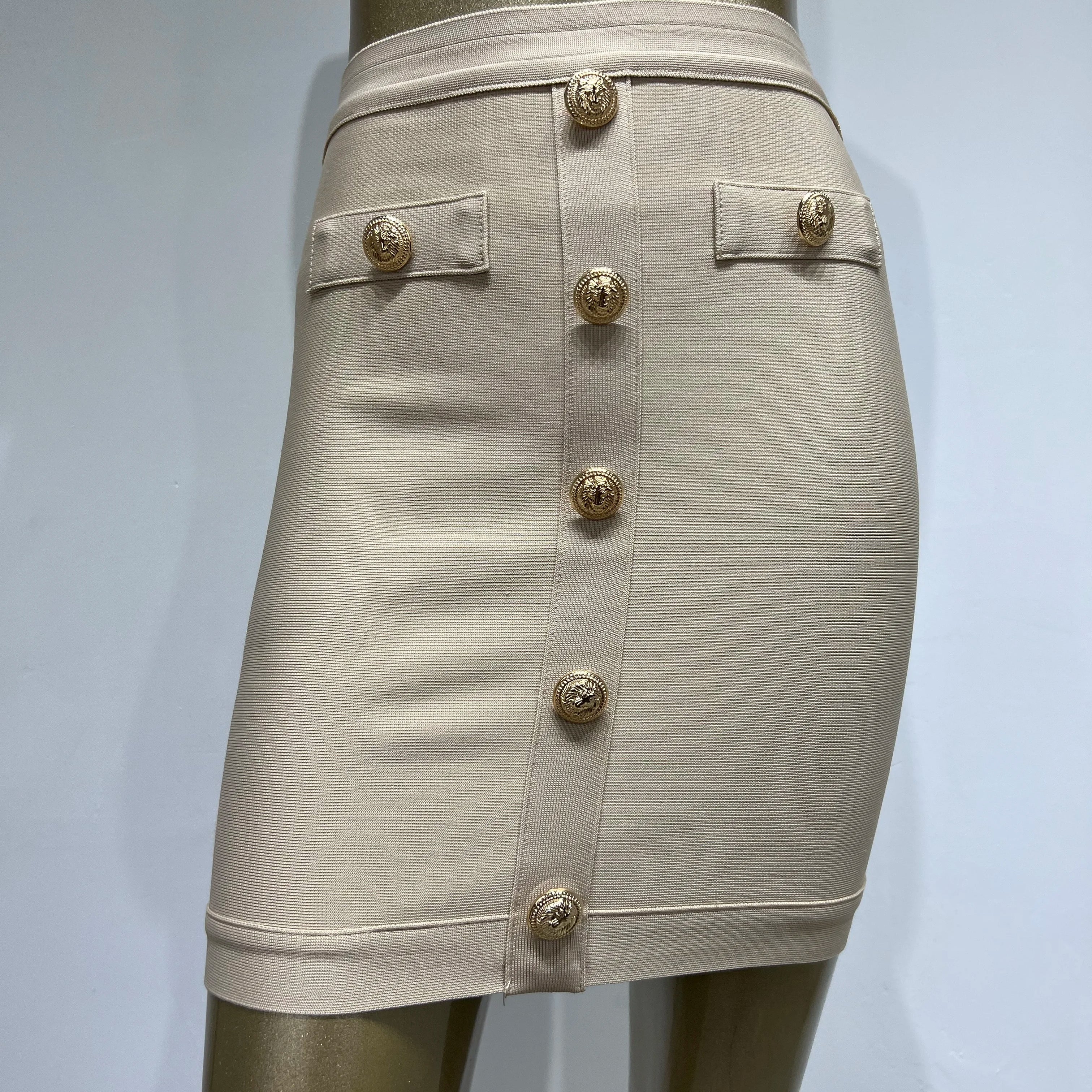 5 Colors Women Sexy Button Fashion Bodycon Mini Skirts Rayon Bandage Pencil Skirt Celebrate Casual Wear High Quality