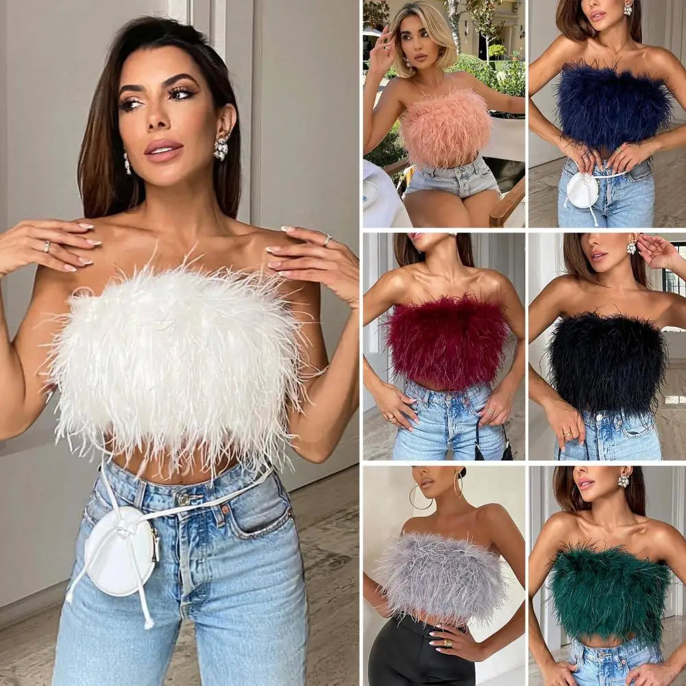 Party Crop Top Hidden Zipper Lightweight Navel-exposed Sleeveless Off Shoulder Lady Camisole Women Tub Top Good-looking