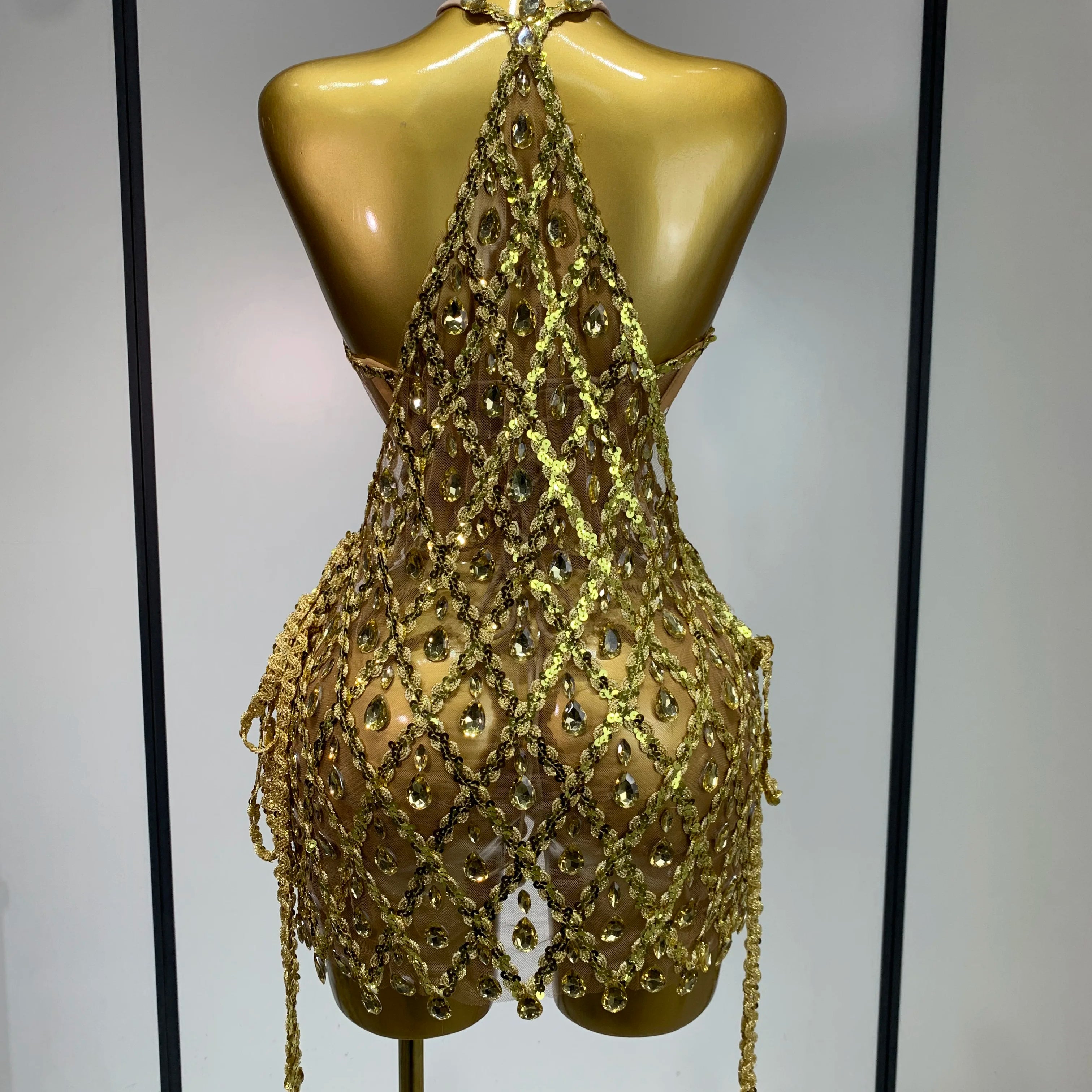 Sparkly Sequin Diamond Mesh Transparent Two Piece Set Women 2025 Sexy Evening Party Celebrate Birthday Photo Shoot Wear