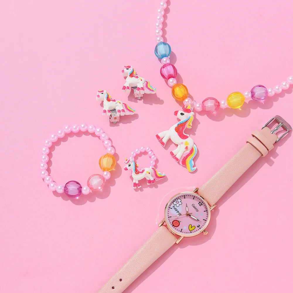 Guarda il set di scuola elementare studentessa ragazza guardano carino bambina guarda bambini cartoni animati bambini quarzo lady watch girl watch