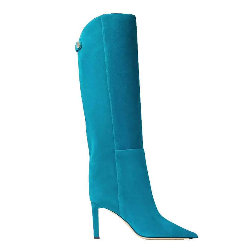 Women's New Thin High Heel Knee Long Boots Fashion Pointed Mid Length Women's Boots Autumn and Winter Fashion Women's Boots
