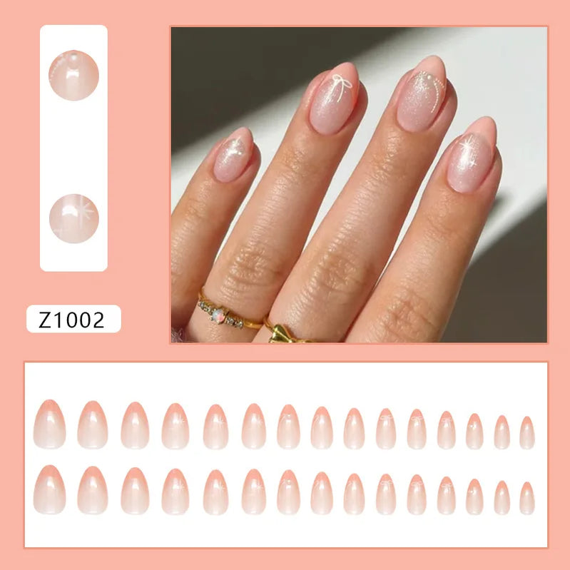 24pcs Shiny Green Cat Eye False Nails Cute Seal Print Fake Nails Tips Wearable Reusable Glossy Short Round Press on Nails