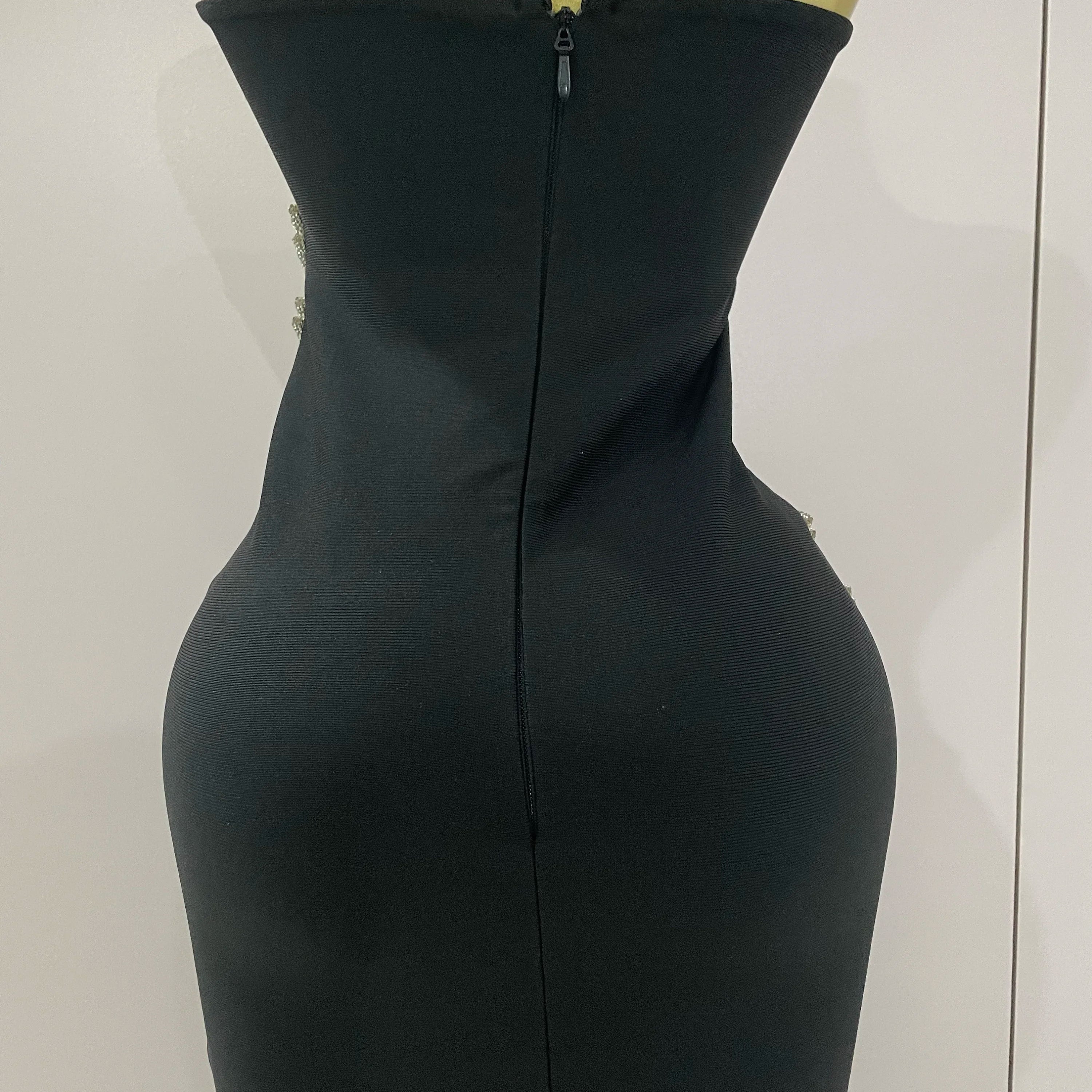 Sexy Strapless Diamond Lines Bodycon Bandage Long Dress 2025 Women Celebrity Red Carpet Elegant Evening Birthday Party Dresses