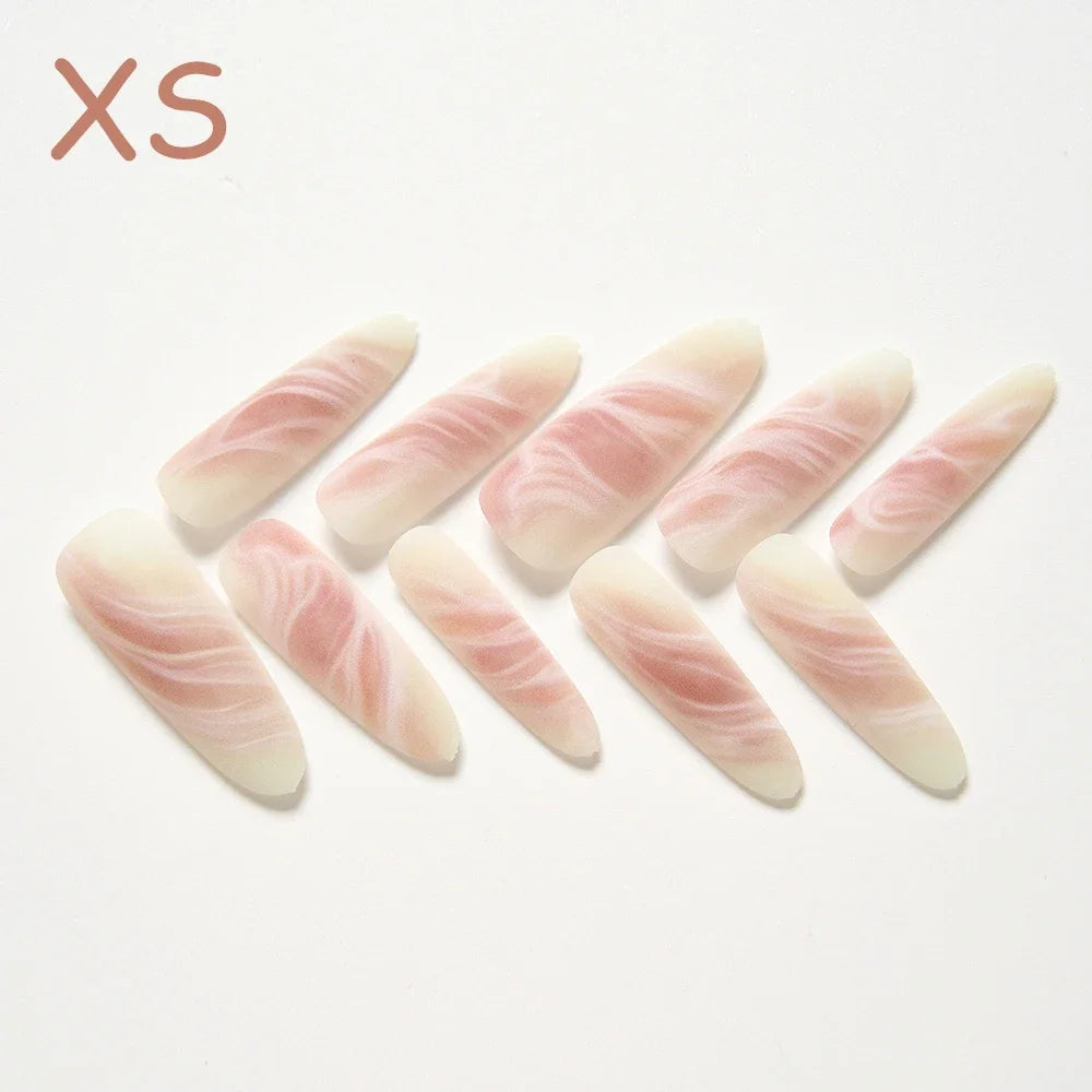 10Pcs/set Lucky Nine-tailed Fox Printed Chinese Style False Nails Long Press-on Acrylic Fakes Nails Adhesive Unique Design