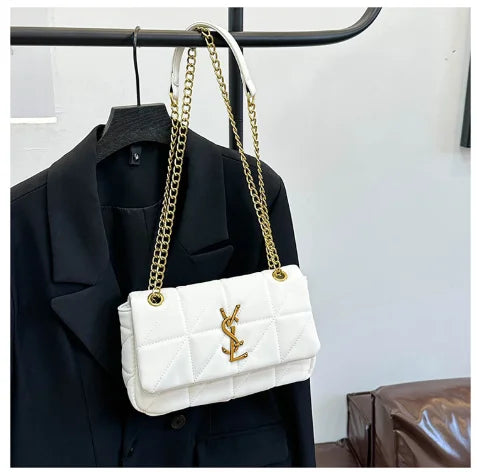 2025 New Women's Chain Strap Crossbody Bag Autumn Winter Vintage Shoulder Purse Chic Aesthetic Soft PU Leather Casual