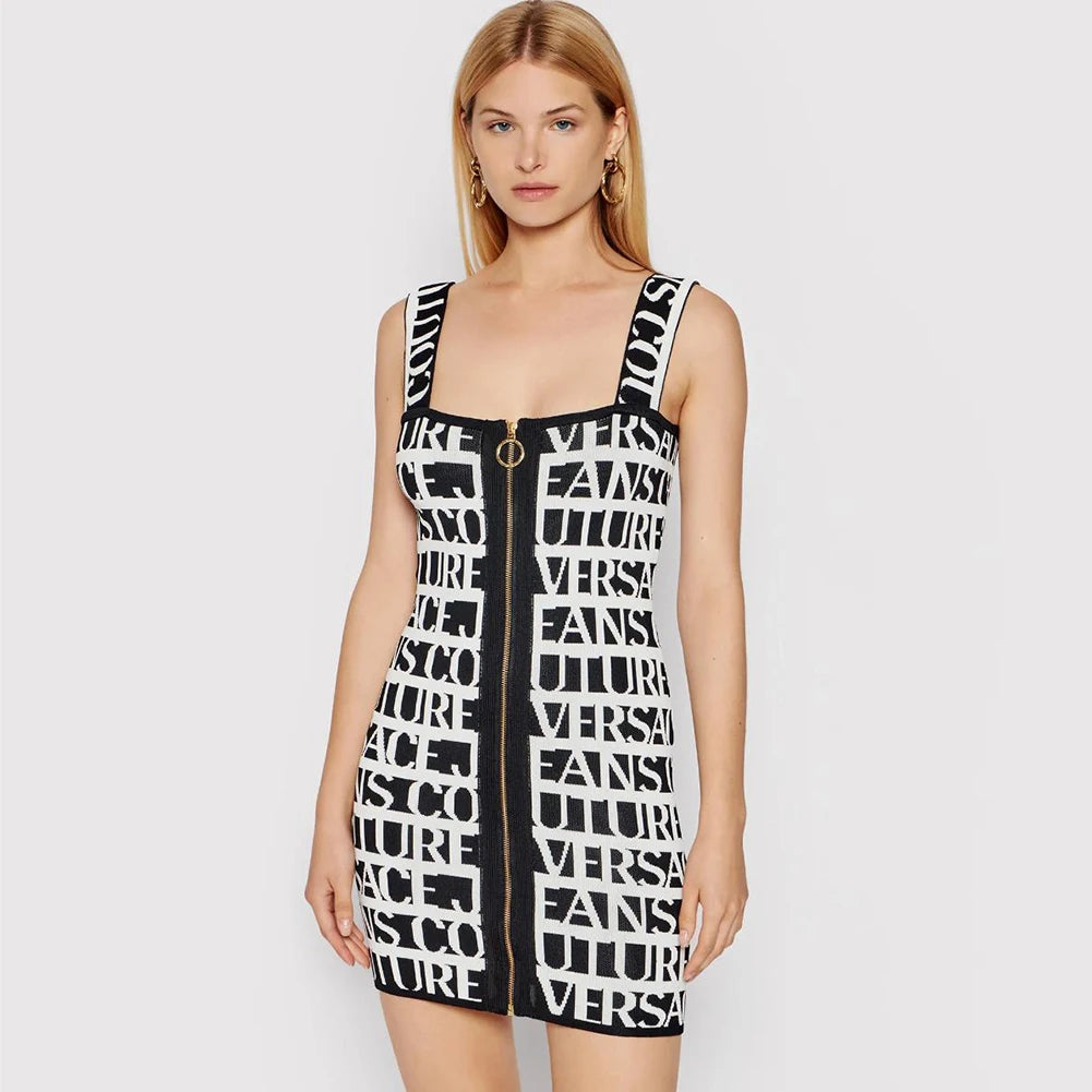 Summer Women Sleeveless Sexy Front Zipper Bodycon Mini Dress Rayon Bandage Fashion Girls' Birthday Party Slim Dress