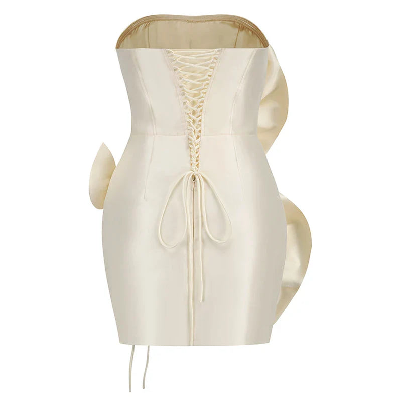 New sexy bra decoration flower dress, Women's temperament back tiedesign party ceremonial dress dress