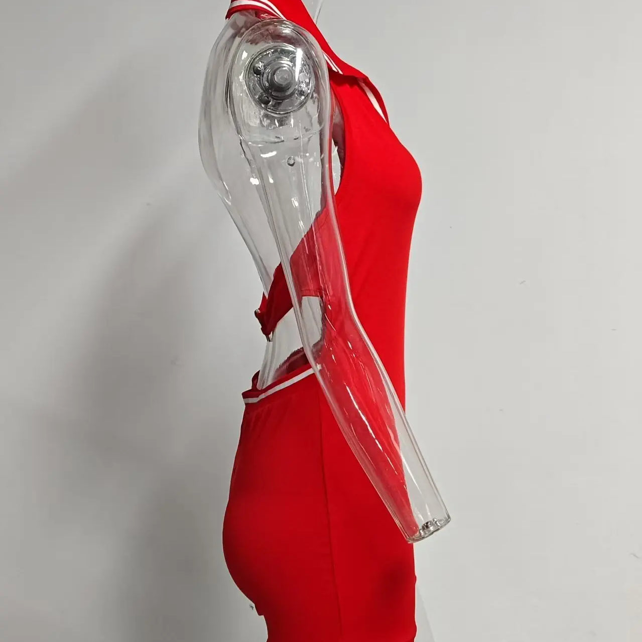 CM.YAYA Women Knitted Sleeveless V-neck Backless Short Jumpsuits Street 2025 Summer Striped One Piece Suit Romper Playsuits