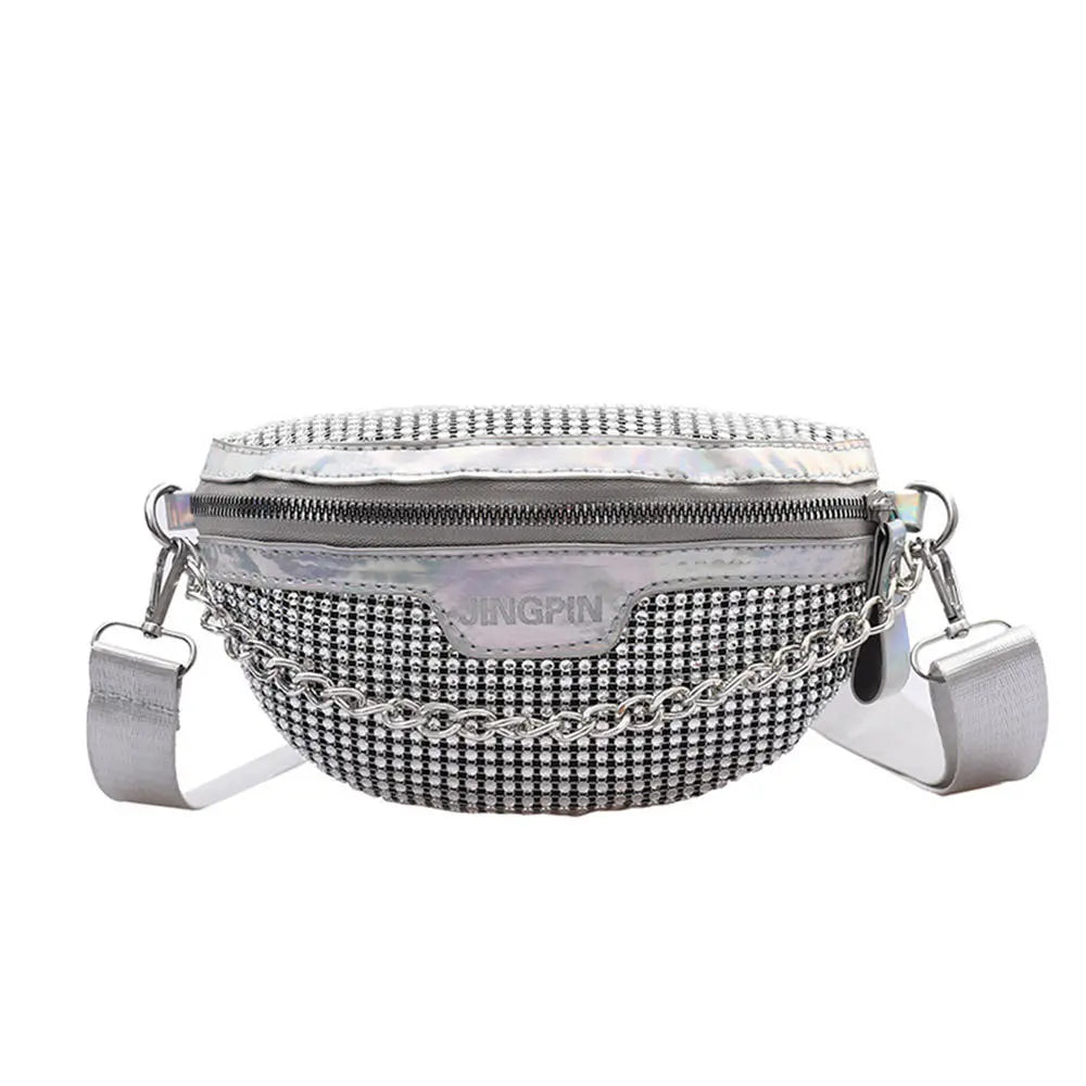 1Pc Elegant Women Rhinestones Evening Clutch Handbags Fashion Shiny Dinner Party Wedding Purses Shoulder Underarm Bag for Women Silver-C
