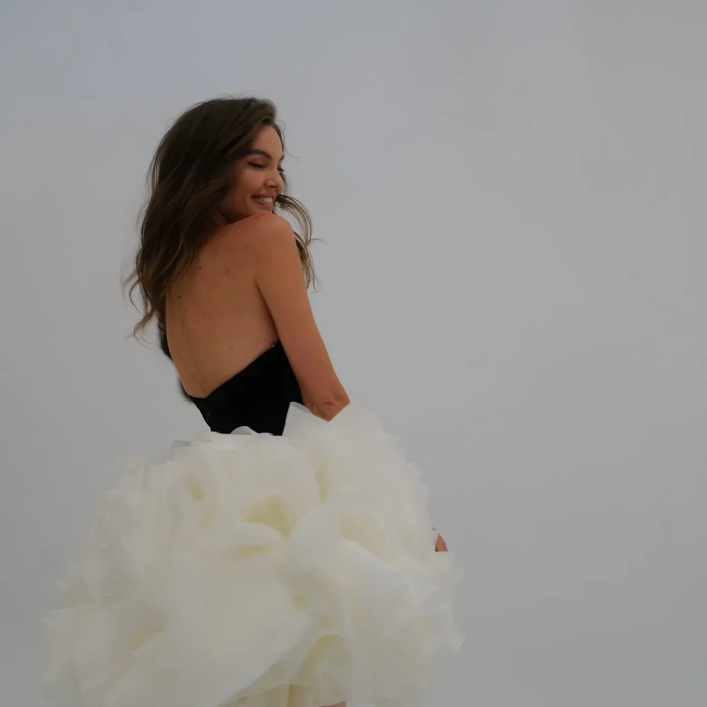 Summer Women Sexy Strapless Ball Gown Mini Cute Dress Big Florals Celebrate Birthday Party Photo Shoot Outfit