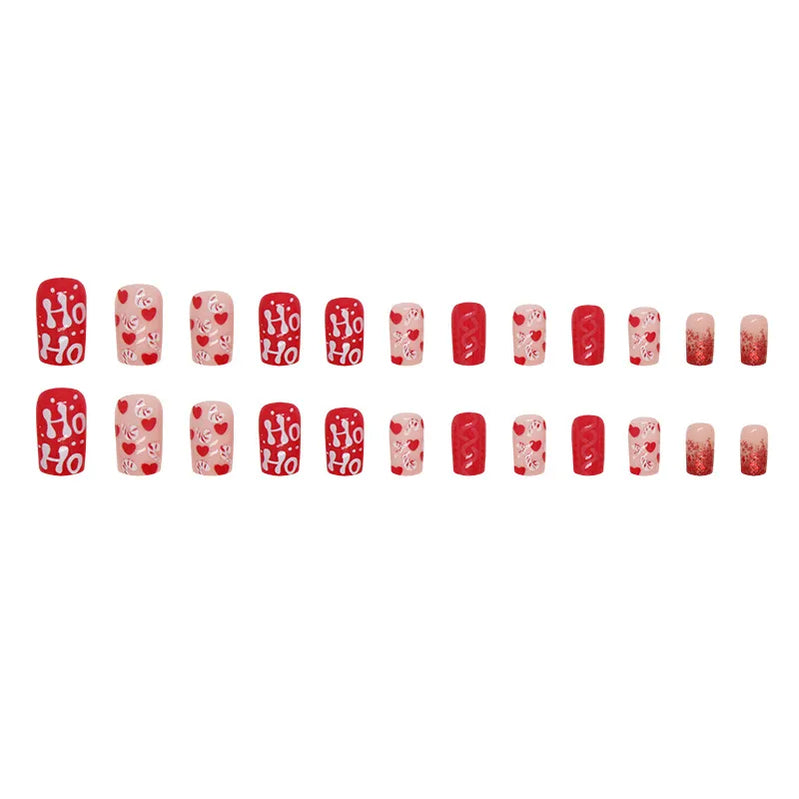 24Pcs/Set False Nail Christmas Fake Nail Tips Full Cover Acrylic False Nails Decoration For Nail Tip Beauty