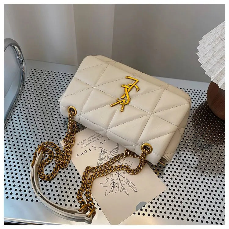 2025 Korean Style Quilted Bag, Soft Leather Crossbody Purse for Women, Chain Strap Shoulder Bag, Chic & Versatile