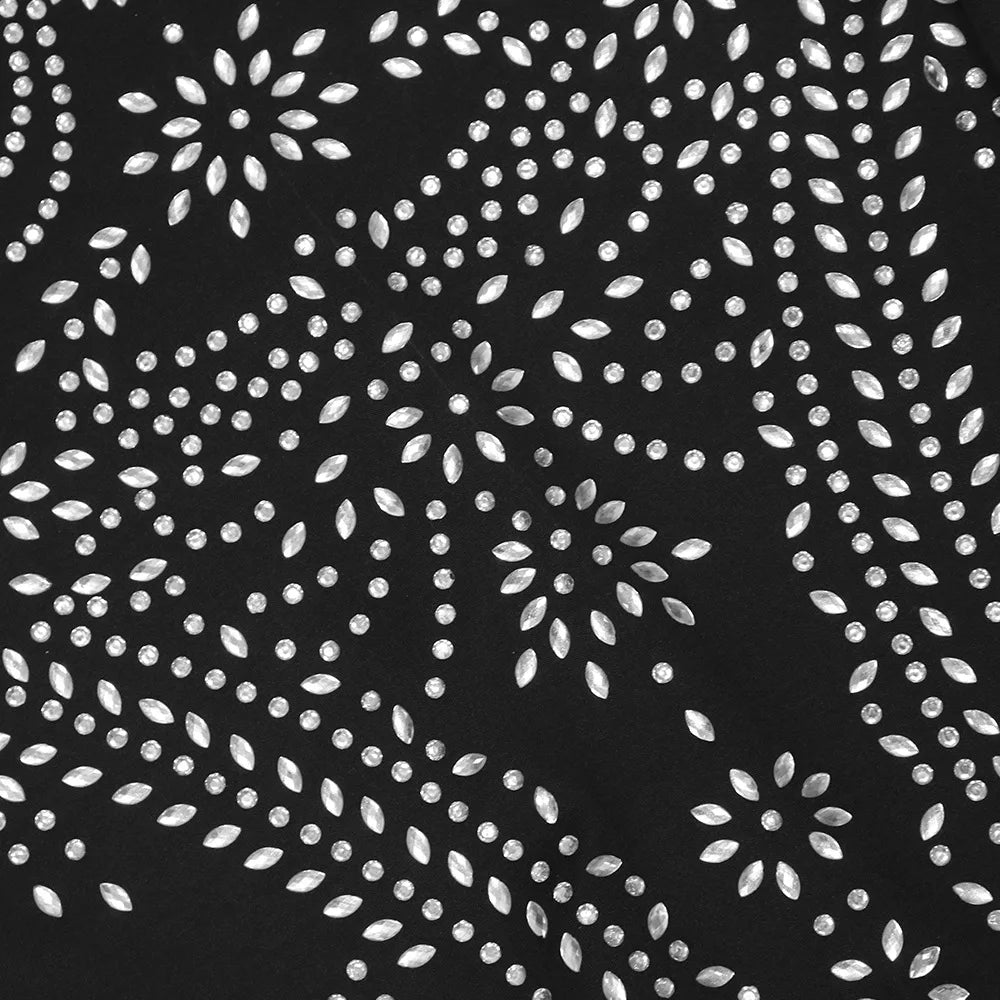 CM.YAYA Full Sleeve Women Turtleneck Jumpsuits Diamonds Hot Rhinestones Rompers One Piece Sexy Pencil Night Club Party Outfits