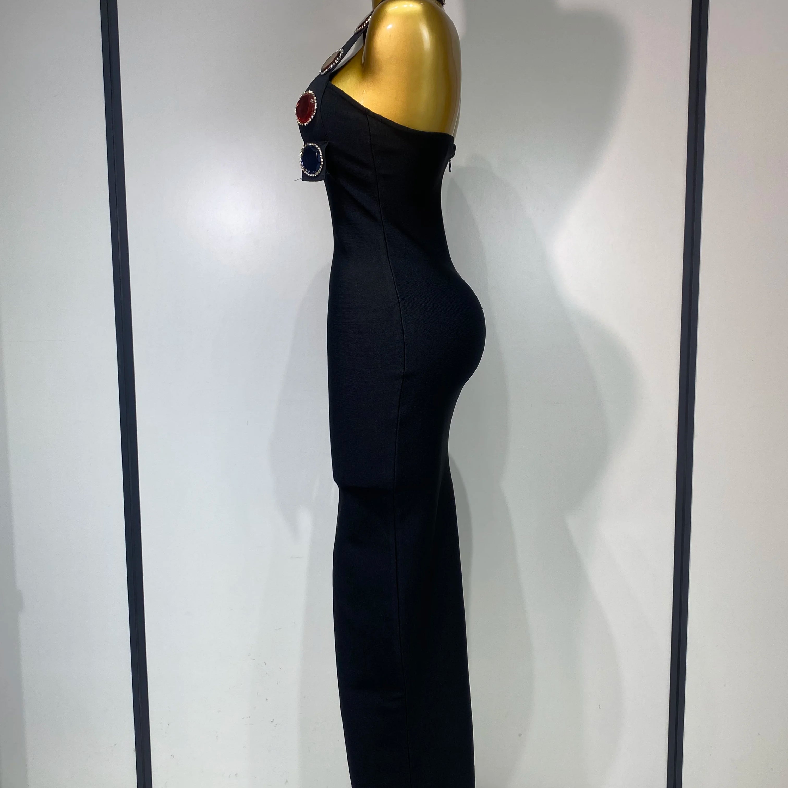 Women Elegant Bandage Bodycon Dress Halter Rhinestons Elastic Dress Luxury Birthday Celebrity Evening Club Party Wedding Dress