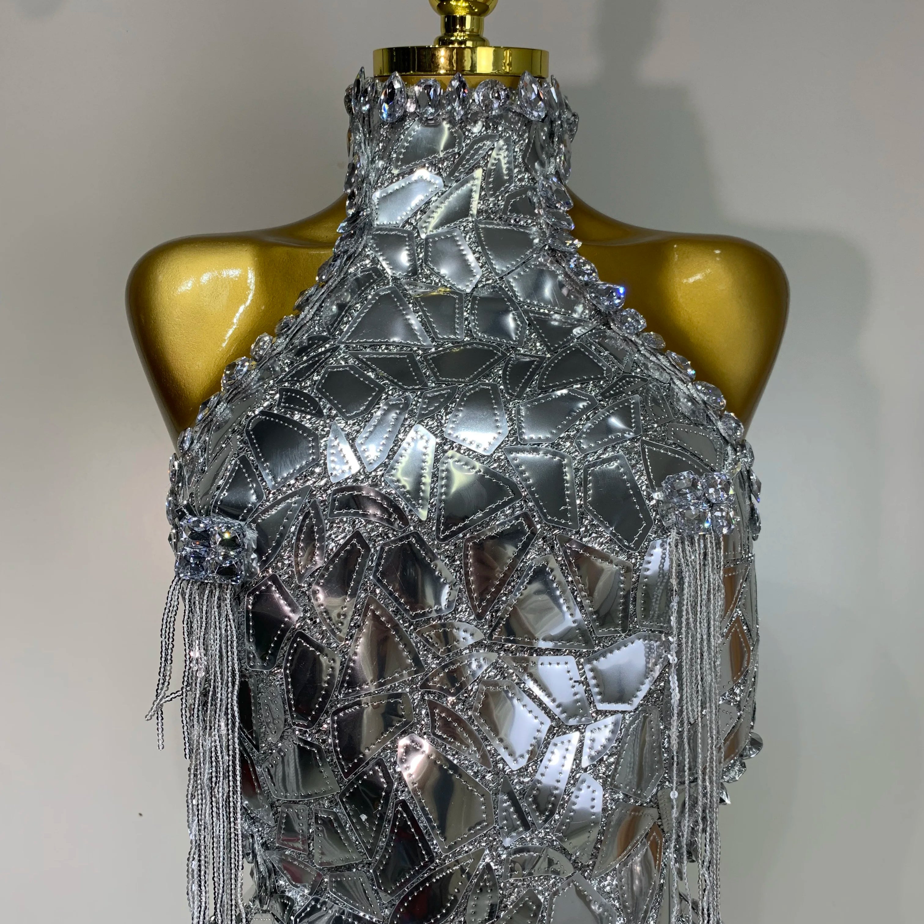 Sprakly Silver Bodysuit Sexy Two Pieces Outfit Dancer Birthday Evening Party Celebrate Performance Singer Stage Perform Outfit