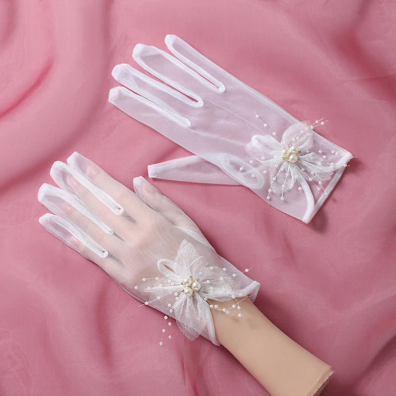 Bridal Wedding Gloves Short Tulle/Cotton Women's Party Prom Wedding Dress Accessories ST-0059-A CHINA