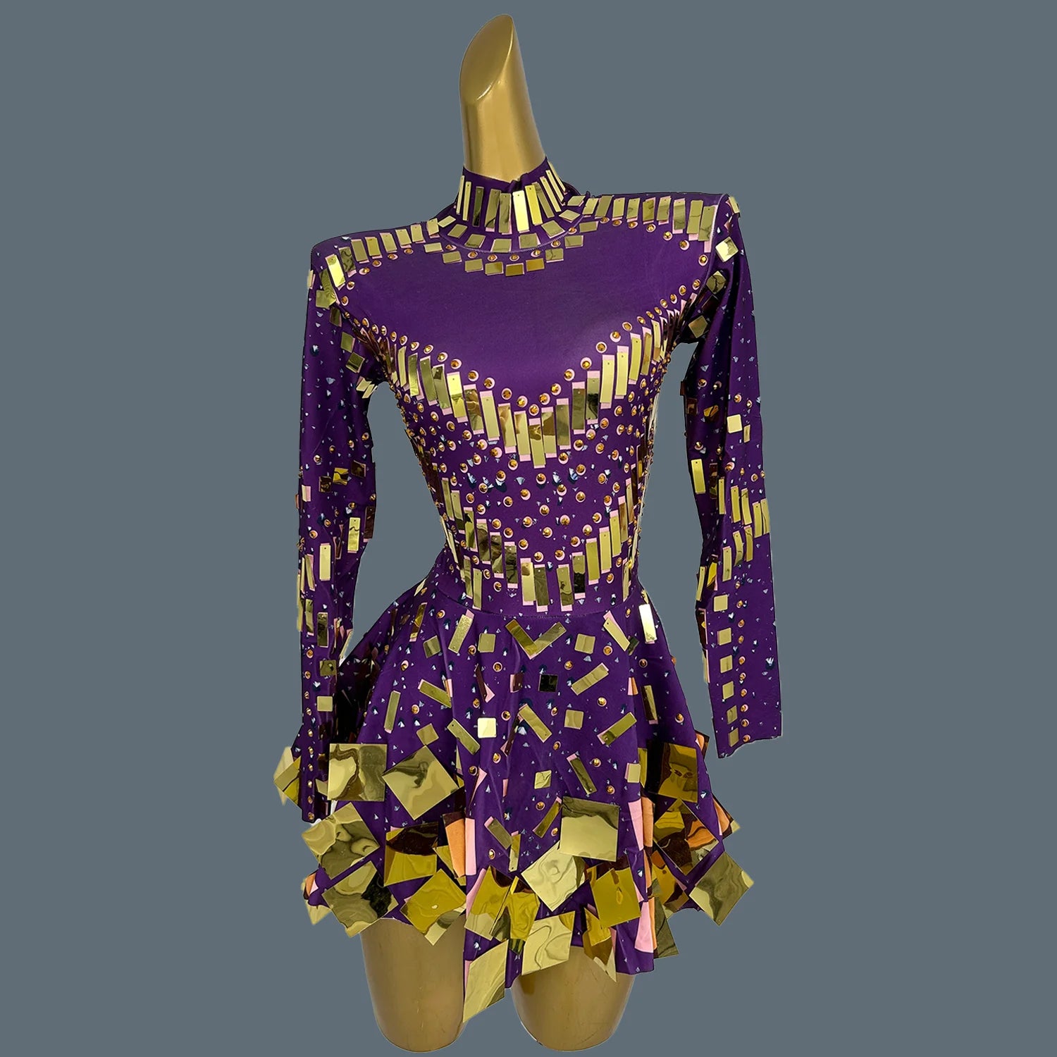 Fancy Sequins Pleated Mini Dress for Hot Girls Bar Nightclub Stage Show Outfit Dance Performance Wear Dance Troupe Outfit Xieshi