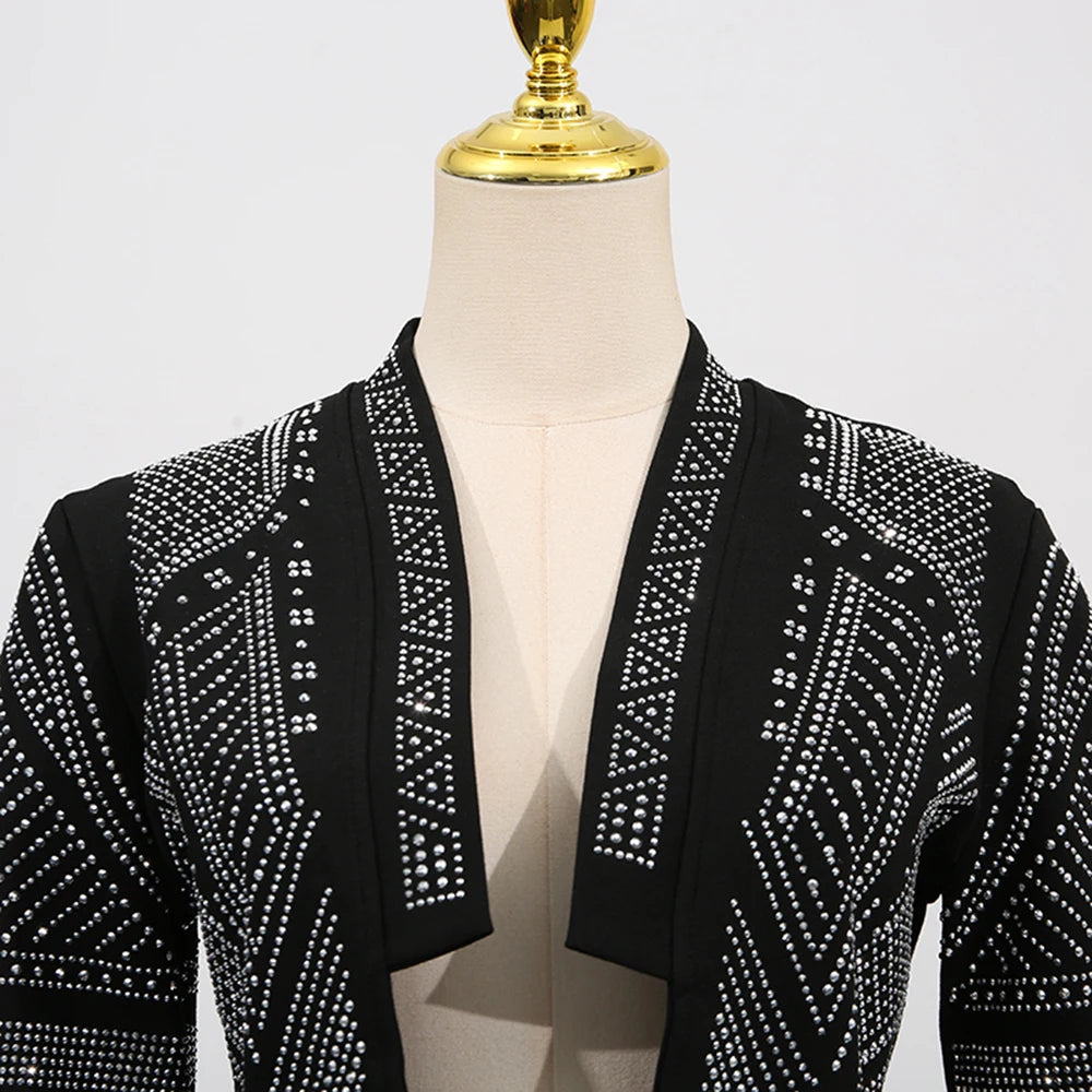 TWOTWINSTYLE Hit Color Spliced Stick Drill Casual Jackets for Women Open Stitch Long Sleeves Short Jacket Female Clothing New