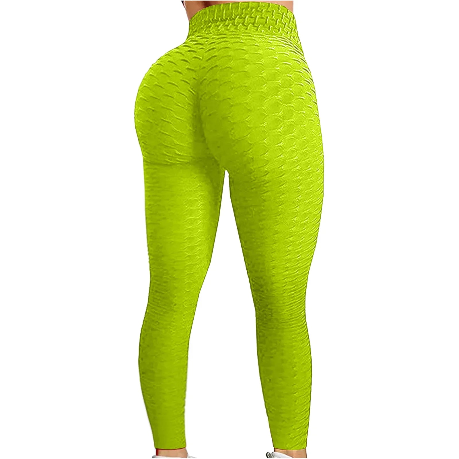 Women's Bubble Hip Lifting Exercise Fitness Running High Waist Yoga Pants Yellow