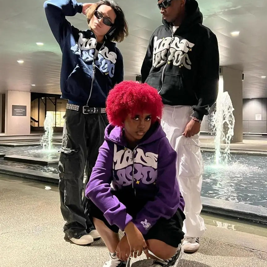 New Halloween Street Plus Loose Pink Printed Zipper Hoodie Hip Hop Fashion Friends Party Dress Y2K Clothes