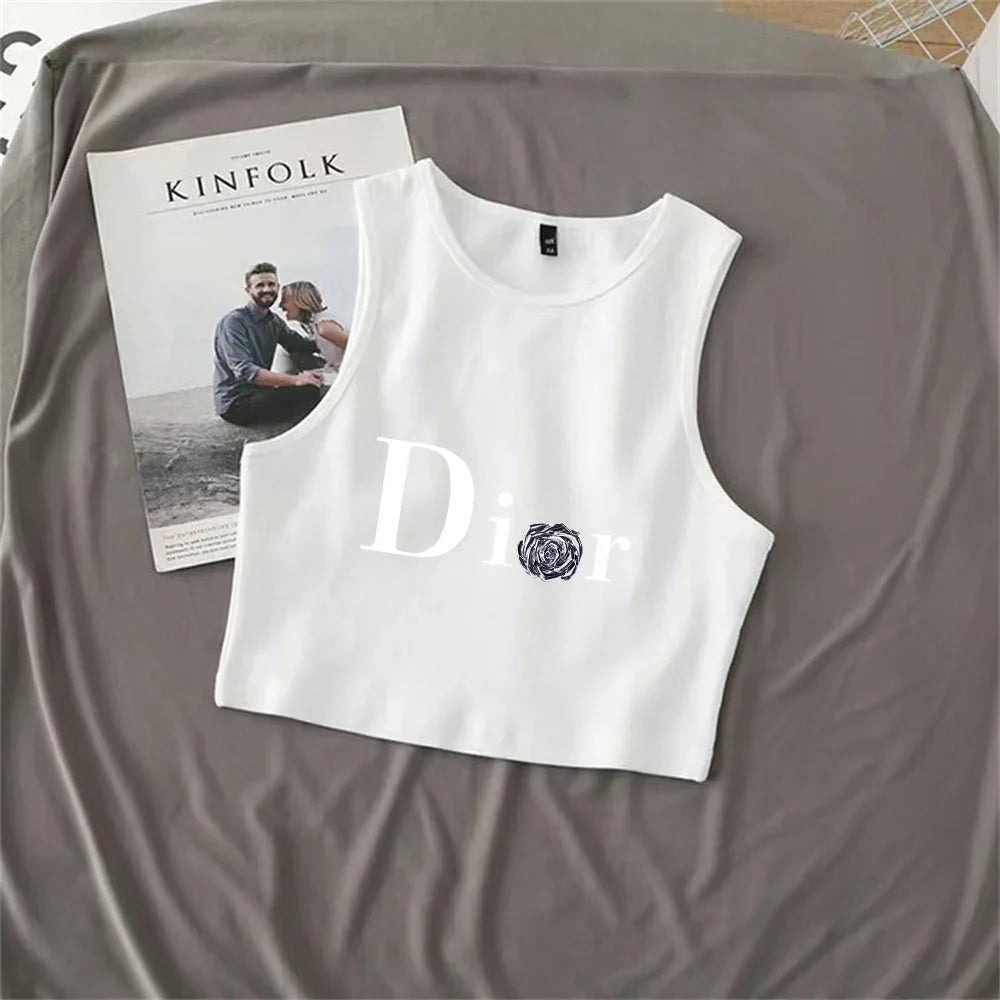 Summer new women's vest with fashionable printed style design, a must-have vest for casual and cool summer white-W