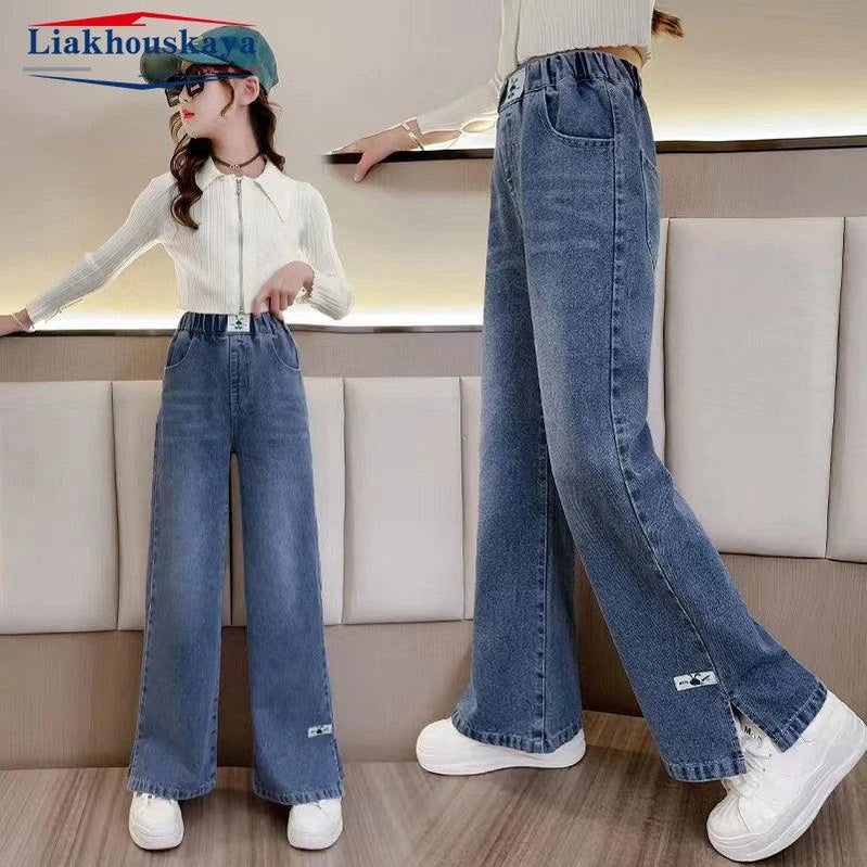 Girls Hole Sale Hanger Jeans Pants Kids Denim Trousers Casual Clothes For Teenagers Girl Spring Winter Trendy Children Clothes Rabbit tag Pants
