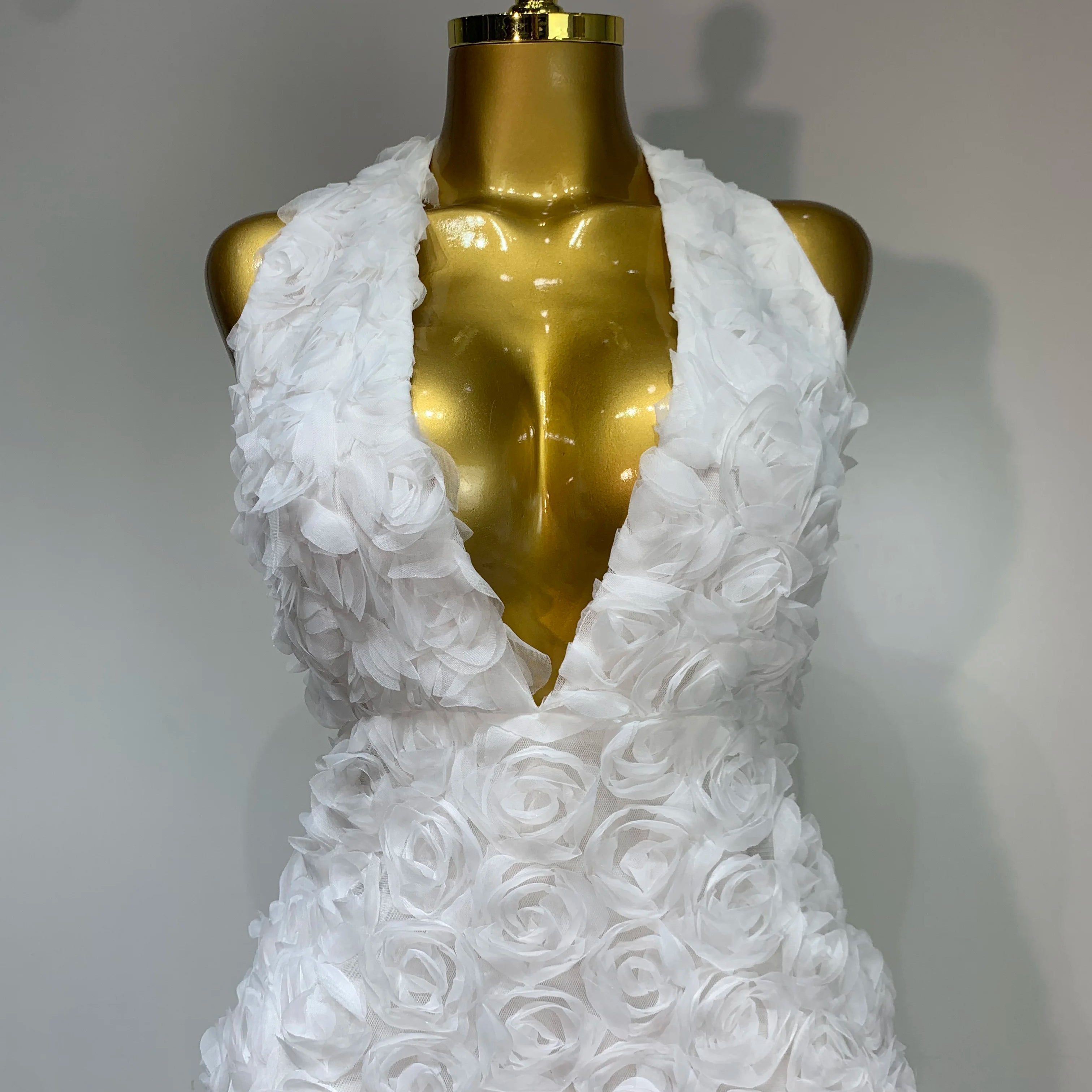 Women Sexy Backless Halter V-neck Florals Bodycon Long Dress Celebrate White Elegant Evening Party Luxury Birthday Outfit