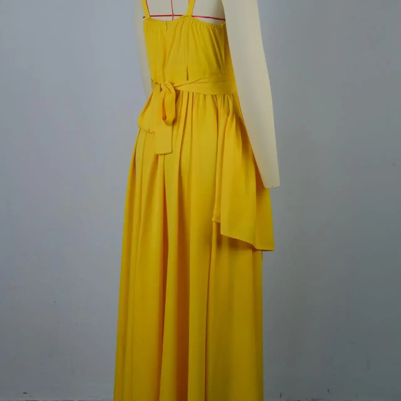 CM.YAYA Women Sleeveless Strap Bow Ruffles Long Maxi Dress 2025 Holiday Beach Birthday Evening Sexy Girl Party Dresses Vestidos