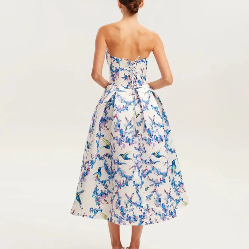 Summer Style Women Sexy Off the Shoulder Back Lace-up A-Line Long Maxi Dress Celebrate Birthday Party Girls' Dress