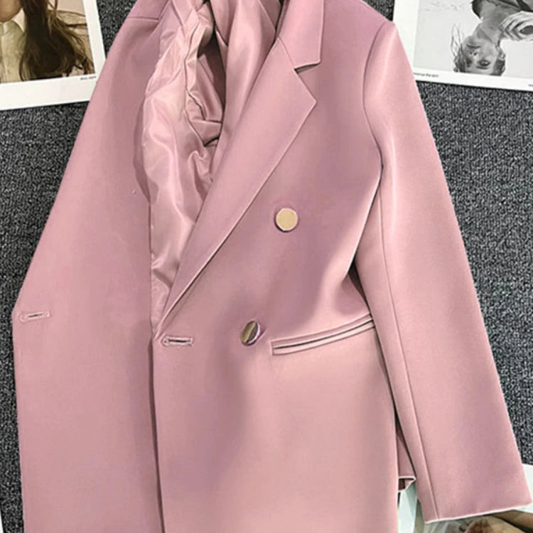Women's Suit Coat Elegant Sports Casual Blazer Korean Fashion Luxury Jacket Spring Autumn Solid Color Ladies Clothing Pink