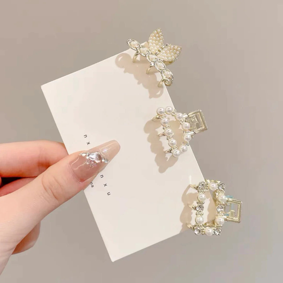 Mini Pearl Hair Claws Clips for Women Elegant Rhinestone Headwear Hairpins Hair Crab Barrettes Hair Accessories for Women 3pcs 7 One Size