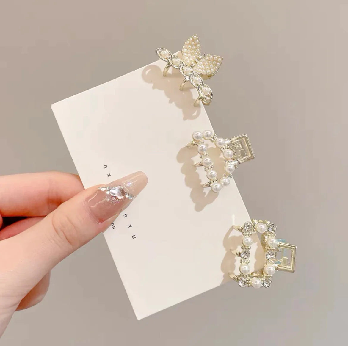 Mini Pearl Hair Claws Clips for Women Elegant Rhinestone Headwear Hairpins Hair Crab Barrettes Hair Accessories for Women 3pcs 7 One Size