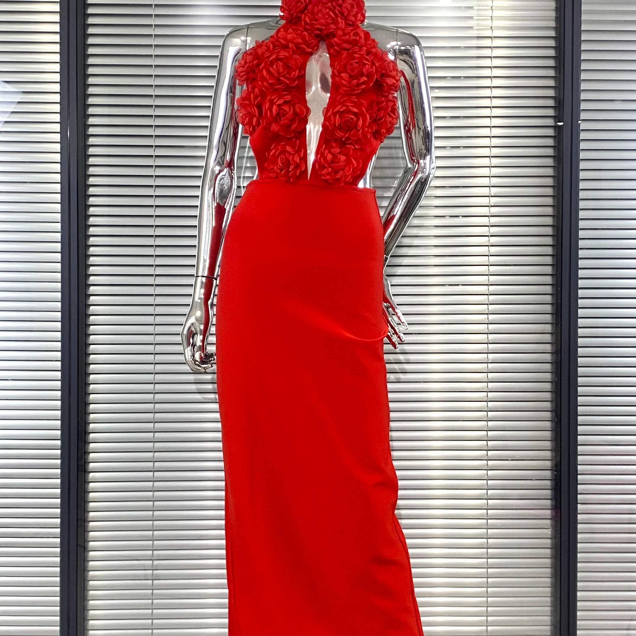 Red Color Women Sexy Halter Backless Off the Shoulder Florals Bodycon Long Bandage Dress Wedding Mermaid Celebrate Birthday Wear