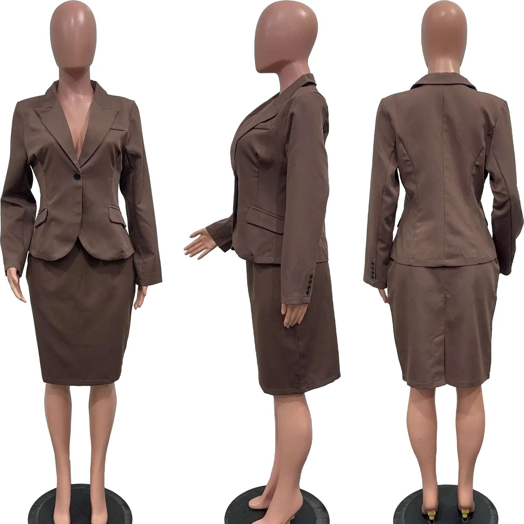 CM.YAYA Women's Set Full Sleeve Button Blazer + Skirts Suit 2025 Winter Casual Streetwear Two 2 Piece Set Africa OL Work Outfits