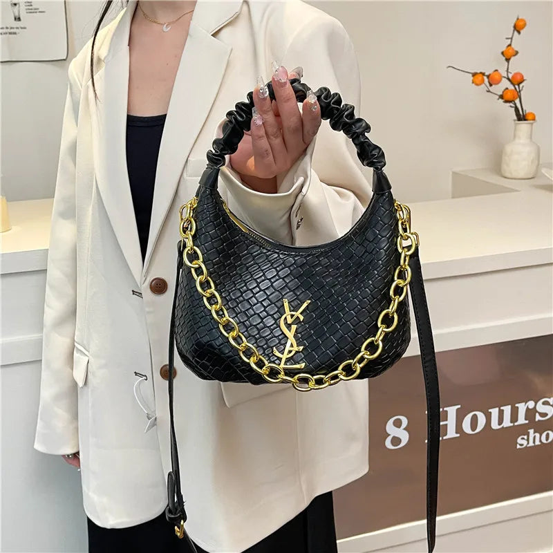 Stylish Parisian Chic Messenger Bag High-End Leather Crossbody Purse Minimalist Solid Color Women Tote