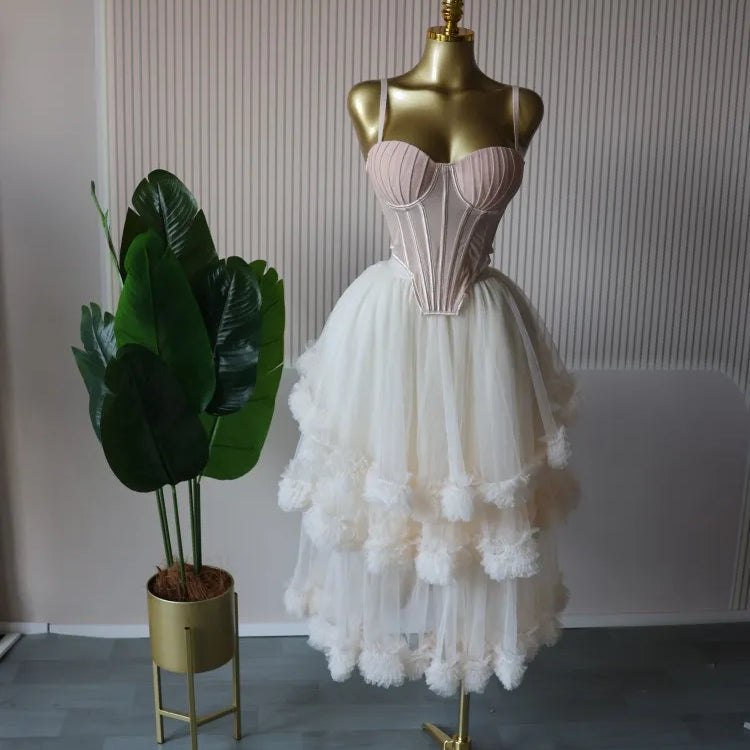 CM.YAYA Women's Dress Set Sleeveless Strap Tops and Pleated Tiered Skirts Suit Elegant Vacation Birthday Two 2 Piece Set Outfits