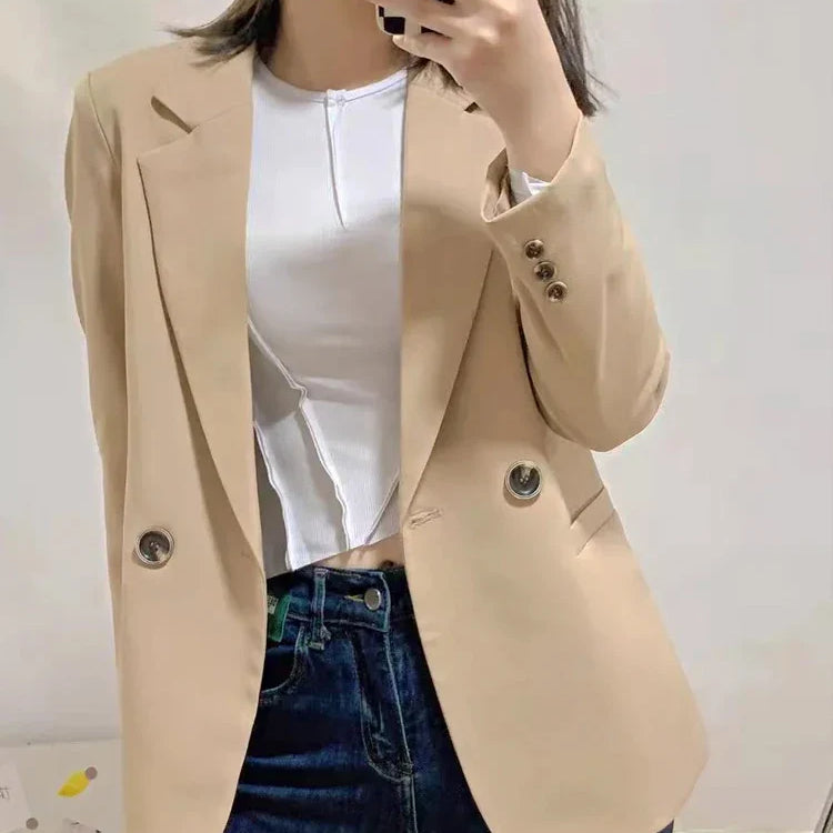 Women Blazer Coat Fashion Long Sleeve Tops Outerwear Chic Elegant Long Sleeve Basic All-match Office Streetwear New 2023